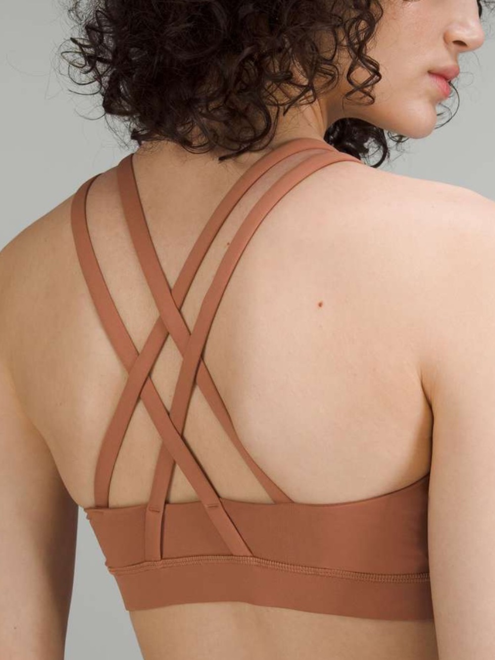 Lululemon light rust brown cross back sports bra o